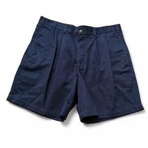 Vintage 99 Dockers Navy Pleated Chino Shorts, Men's Size 36